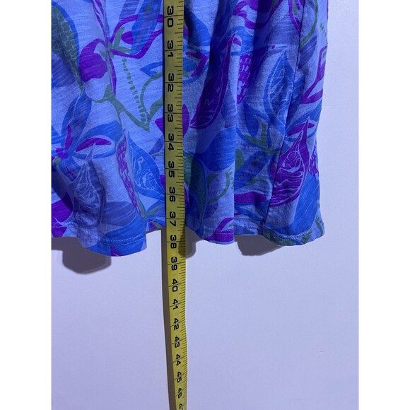 Vtg Fresh Produce Dress 16 Blue Purple Floral Hawaiian Lagenlook Lounge Beachy - Picture 9 of 10